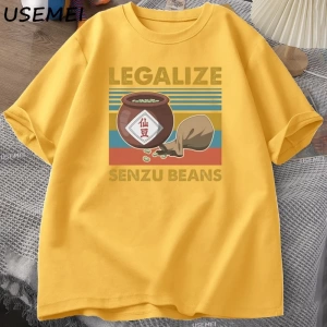 Senzu Fasulye TErkek Kadın Pamuk Büyük Boy Komik Grafik Tees Yaz Üstleri Vintage Bask 3078