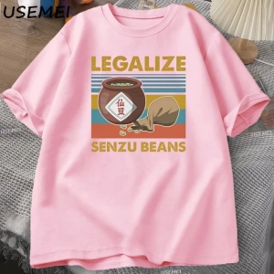 Senzu Fasulye TErkek Kadın Pamuk Büyük Boy Komik Grafik Tees Yaz Üstleri Vintage Bask 3078