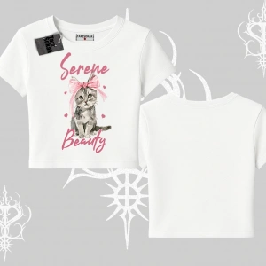 Serene Beauty Kedi Baskılı  Babby Tee Tshirt