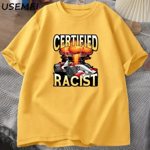 Sertifikalı irkçı T-shirt erkekler yaz pamuk kısa kollu Tshirt nostaljik araba yarış Racer Ts 2899