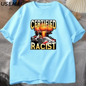 Sertifikalı irkçı T-shirt erkekler yaz pamuk kısa kollu Tshirt nostaljik araba yarış Racer Ts 2899