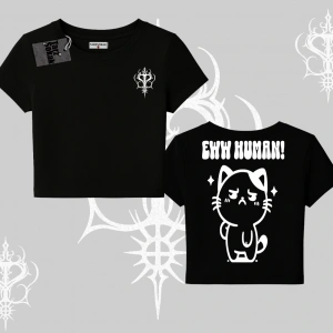 Sevimli Kedi Çizimli Arka Baskılı Babby Tee Tshirt