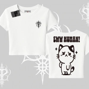 Sevimli Kedi Çizimli Arka Baskılı Babby Tee Tshirt