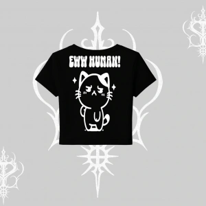 Sevimli Kedi Çizimli Arka Baskılı Babby Tee Tshirt