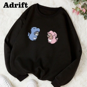 Sevimli Kedi Fare Köstebek Sokak Trend Tasarım Harajuku/Gotik Siyah