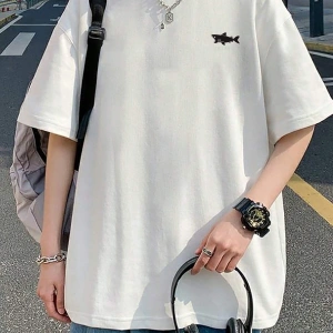 Shark Graphic Drop Shoulder Sweatshirt Beyaz