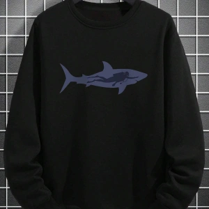 Shark Print Sweatshirt Siyah