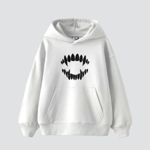 Shining Teeth Baskılı Oversize Unisex Premium Beyaz