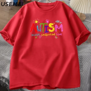 Sıcak otistik kız arkadaşımı seviyorum, lütfen benden uzak durun T-shirt erkek yaz Tee gömlek 2935