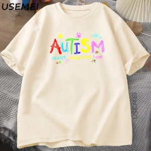 Sıcak otistik kız arkadaşımı seviyorum, lütfen benden uzak durun T-shirt erkek yaz Tee gömlek 2935