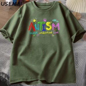 Sıcak otistik kız arkadaşımı seviyorum, lütfen benden uzak durun T-shirt erkek yaz Tee gömlek 2935