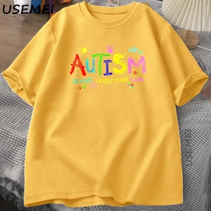 Sıcak otistik kız arkadaşımı seviyorum, lütfen benden uzak durun T-shirt erkek yaz Tee gömlek 2935