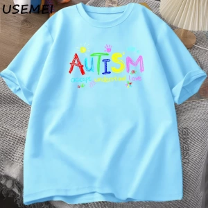 Sıcak otistik kız arkadaşımı seviyorum, lütfen benden uzak durun T-shirt erkek yaz Tee gömlek 2935