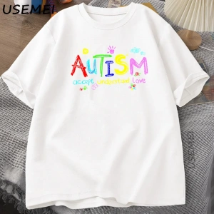 Sıcak otistik kız arkadaşımı seviyorum, lütfen benden uzak durun T-shirt erkek yaz Tee gömlek 2935