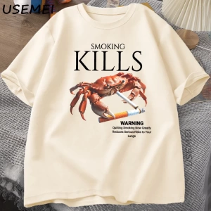 Sigara Öldürür Yengeç T Shirt Unhinged Weirdcore T-Shirt Garip Grafik Tee Harajuku Pamuk Kısa 2869