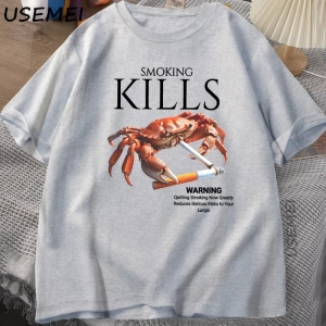 Sigara Öldürür Yengeç T Shirt Unhinged Weirdcore T-Shirt Garip Grafik Tee Harajuku Pamuk Kısa 2869