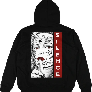 Silence Siyah Oversize Unisex Kapüşonlu Sweatshirt Hoodie