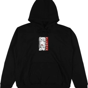 Silence Siyah Oversize Unisex Kapüşonlu Sweatshirt Hoodie