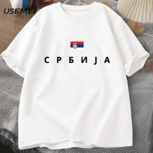 Sırbistan bayrağı T-shirt erkekler pamuk kısa kollu Tshirt erkek T shirt grafik Tees üst yaz 2824
