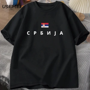 Sırbistan bayrağı T-shirt erkekler pamuk kısa kollu Tshirt erkek T shirt grafik Tees üst yaz 2824