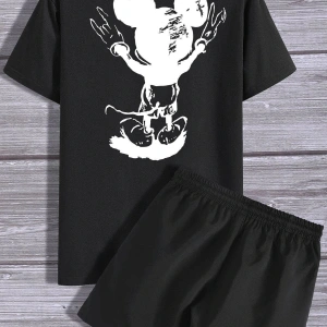 Sırt Baskılı Şort T-shirt Eşofman Takımı