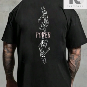 Sırt Tasarımlı Kafatası ve Palmiye Baskılı Erkek Tişört