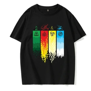 Siyah Avatar Son Hava Bükücü Tee Appa Yip Harajuku AB Boyutu Tshirt Mange Y2k s