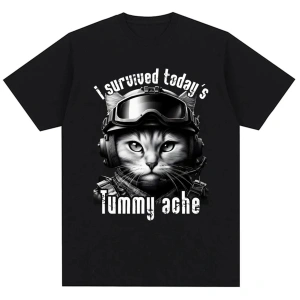 Siyah Bin Yard Bakış Kedi Komik Meme Mizah Tarzı Vintage li T Kad