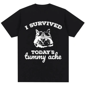 Siyah Bin Yard Bakış Kedi Komik Meme Mizah Tarzı Vintage li T Kad