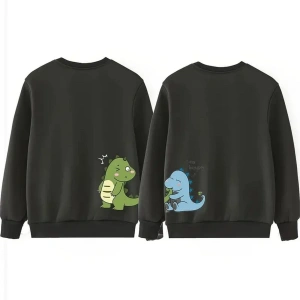 Siyah Biskilet Yaka Sweatshirt Çift Sevgili Kombinleri Couple Clothing