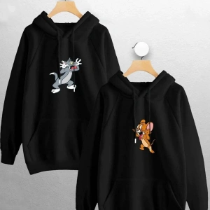 Siyah Biskilet Yaka Sweatshirt Çift Sevgili Kombinleri Couple Clothing