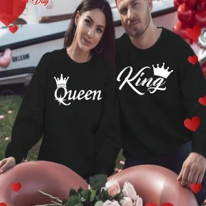 Siyah Biskilet Yaka Sweatshirt Çift Sevgili Kombinleri Couple Clothing