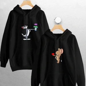 Siyah Biskilet Yaka Sweatshirt Çift Sevgili Kombinleri Couple Clothing