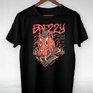 Siyah - Brezzy Wolf- Illustrasyon Çizim - Tshirt Tasarımm Gsc-496