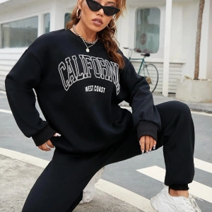 Siyah California Dijital Baskılı Kışlık UNİSEX Eşofman Takımı