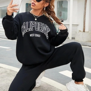 Siyah California Dijital Baskılı Kışlık UNİSEX Eşofman Takımı