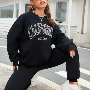 Siyah California Dijital Baskılı Kışlık UNİSEX Eşofman Takımı