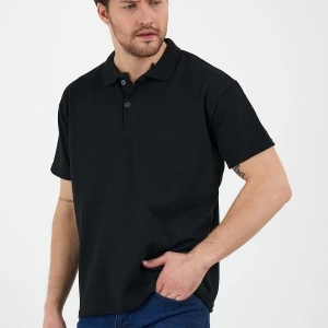 Siyah Dar/slim Fitt Polo Yaka Tshirt