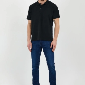 Siyah Dar/slim Fitt Polo Yaka Tshirt