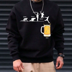 Siyah Friday Bira Baskılı Oversize Kapuşonlu Erkek Sweatshirt bsgfridaybiraswea