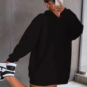 Siyah Happy Baskılı Oversize Kapüşonlu Sweatshirt