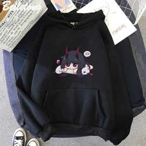 Siyah Honkai Etki 3rd Hoodies Kawaii Karikatür Yumuşak SıcakSev