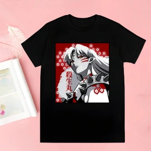 Siyah Inuyasha Yeni Baskı Tshirt Yaz Yenilik