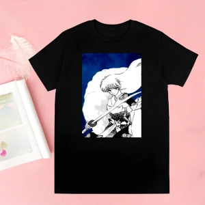 Siyah Inuyasha Yeni Baskı Tshirt Yaz Yenilik