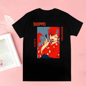 Siyah Inuyasha Yeni Baskı Tshirt Yaz Yenilik