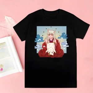 Siyah Inuyasha Yeni Baskı Tshirt Yaz Yenilik