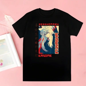 Siyah Inuyasha Yeni Baskı Tshirt Yaz Yenilik