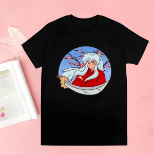 Siyah Inuyasha Yeni Baskı Tshirt Yaz Yenilik