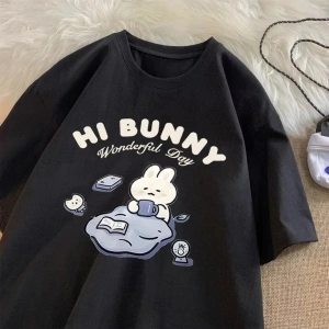 Siyah Japon Kolej Tarzı Popüler Sokak Öğrencisi Amerikan Retro Üst Grafik T