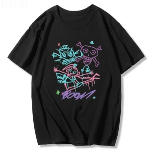 Siyah Jinx Arcane Maymun Anime Cosplay Tees Unisex Grunge Estetik %